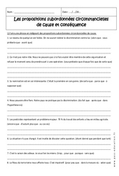 Cause et conséquence - Propositions circonstancielles - 4ème - Exercices  - PDF à imprimer
