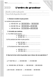 L'ordre de grandeur - Arrondir un grand nombre - Cm2 - Exercices avec correction - PDF à imprimer