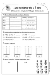 Nombres de 0 à 500 - Ce1 - Exercices: Décomposition - Groupement échange - Dénombrement - PDF à imprimer
