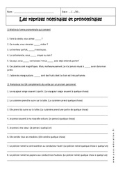 Reprises nominales et pronominales - 4ème - Exercices corrigés - PDF à imprimer