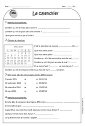 Calendrier – Ce1 – Exercices corrigés - PDF à imprimer