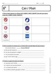 Must - Can - 6ème - Exercices  - PDF à imprimer