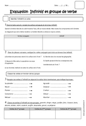 Infinitif et groupe de verbe - Cm2 - Evaluation - PDF à imprimer