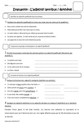 Adjectif - Attribut - Epithète - Cm1 - Evaluation - PDF à imprimer