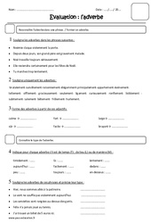 Adverbes - Cm1 - Evaluation - PDF à imprimer
