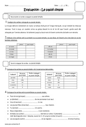 Passé simple - Cm1 - Evaluation - PDF à imprimer