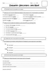Sens propre - Sens figuré - Cm1 - Evaluation - PDF à imprimer