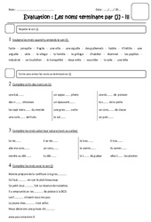 Noms terminant en j - ill - Cm1 - Evaluation - PDF à imprimer