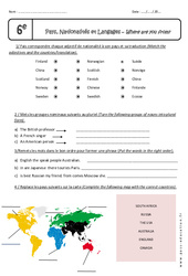 Where are you from ?  - 6ème - Exercices - Pays, Nationalités et Langages - PDF à imprimer
