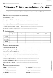 Présent des verbes en yer et guer - Cm2 - Evaluation - PDF à imprimer
