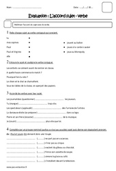 Accord sujet verbe - Cm1 - Evaluation - PDF à imprimer
