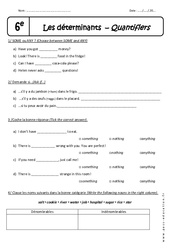 Déterminants - Some, any, no - 6ème - Exercices - PDF à imprimer