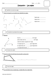 Angles - Cm1 - Evaluation - Droit, obtus, aigu - PDF à imprimer