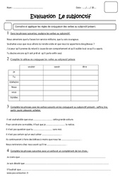 Subjonctif présent - Cm2 - Evaluation - PDF à imprimer