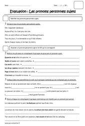 Pronoms personnels sujets - Ce2 - Evaluation - PDF à imprimer
