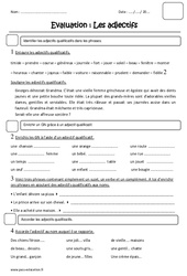 Adjectifs qualificatifs - Ce2 - Evaluation - PDF à imprimer