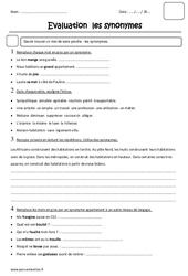 Synonymes - Cm2 - Evaluation - PDF à imprimer