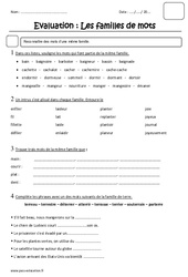 Familles de mots - Ce2 - Evaluation - PDF à imprimer