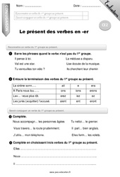 Présent des verbes en -er - Ce2 - Evaluation - Bilan - PDF à imprimer