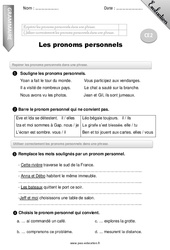 Pronoms personnels - Ce2 - Evaluation - Bilan - PDF à imprimer