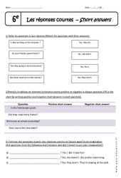 Yes No questions – 6ème - Exercices - Phrase interrogative - PDF à imprimer