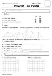 Triangles -  Ce2 - Evaluation - PDF à imprimer
