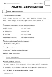 Adjectif qualificatif - Ce1 - Evaluation - PDF à imprimer