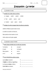 Verbe - Ce1 - Evaluation - PDF à imprimer