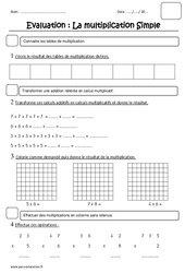 Multiplication - Ce1 - Evaluation - PDF à imprimer