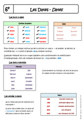 Dates - 6ème - Cours - Days - Months - Years - PDF à imprimer