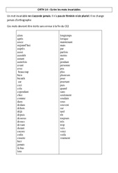Ecrire les mots invariables - Ce2 - Leçon - PDF gratuit à imprimer
