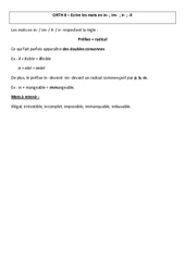 Cours de français-orthographe cm1  cycle 3: Ecrire les mots en in-, im- , ir-, -il - PDF à imprimer