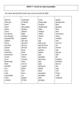 Ecrire les mots invariables - Leçon - Cm1 - Orthographe - Cycle 3 - PDF gratuit à imprimer