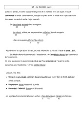 Fonction sujet - Leçon - Cm1 - Cm2 - Grammaire - Cycle 3 - PDF gratuit à imprimer