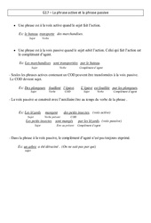 Phrase active - Phrase passive – Leçon – Cm1 - Cm2 - PDF gratuit à imprimer