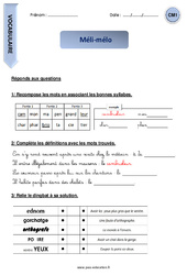 Méli-mélo - Cm1 - Ludique - Vocabulaire - PDF à imprimer