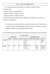 Nom - Déterminant - Leçon - Cm2 - Grammaire - Cycle 3 - PDF gratuit à imprimer