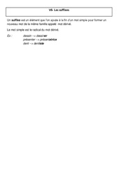 Suffixes – Leçon – Ce2 – Vocabulaire – Cycle 3 - PDF gratuit à imprimer