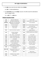 Sigles et abréviations -  Leçon – Cm1 – Vocabulaire – Cycle 3