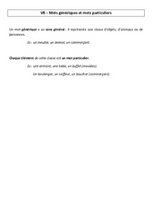 Mots génériques et mots particuliers  – Leçon – Cm2 – Vocabulaire – Cycle 3 - PDF gratuit à imprimer