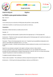 Le plus grand commun diviseur - Algèbre - Montessori - Atelier 7 - PDF à imprimer
