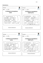Comment distinguer les homophones : ou - où - la- là - l’as - l’a - Cm1 - Cm2 - Entrainement - Evaluation - Bilan - PDF à imprimer