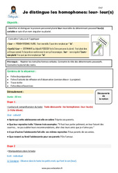 Comment distinguer les homophones: leur- leur(s) - Cm2 - Fiche de préparation - PDF à imprimer