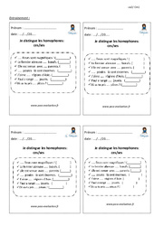 Comment distinguer les homophones : ces/ses - CE2 - CM1 - Entrainement - Evaluation - Bilan avec correction - PDF à imprimer