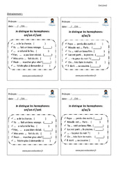 Comment distinguer les homophones: on-ont-n’ont / a-as-à - CM1 - CM2 – Entrainement – Evaluation – Bilan avec correction - PDF à imprimer
