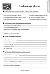 Les formes de phrases au Cm1 - Exercices, révisions - PDF à imprimer