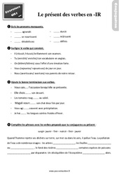 Le présent des verbes en -ir au Cm1 - Exercices, révisions - PDF à imprimer