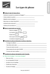 Les types de phrases au Cm2 - Exercices, révisions - PDF à imprimer