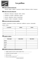 Les préfixes au Cm2 - Exercices, révisions - PDF à imprimer