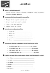 Les suffixes au Cm2 - Exercices, révisions - PDF à imprimer